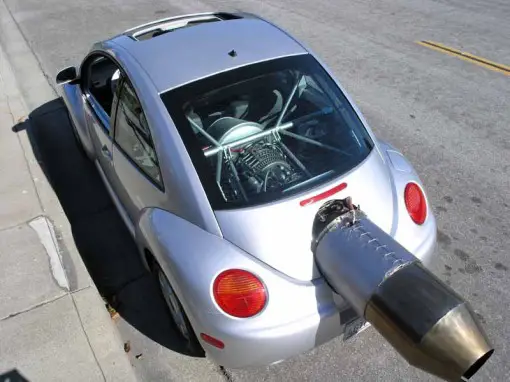 Jet-powered Volkswagen Beetle Top View Custom Cars