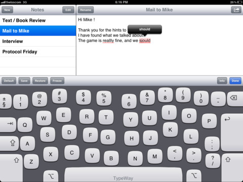 TypeWay iPad App